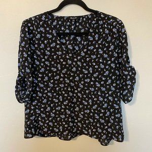 Madewell Black Floral Blouse